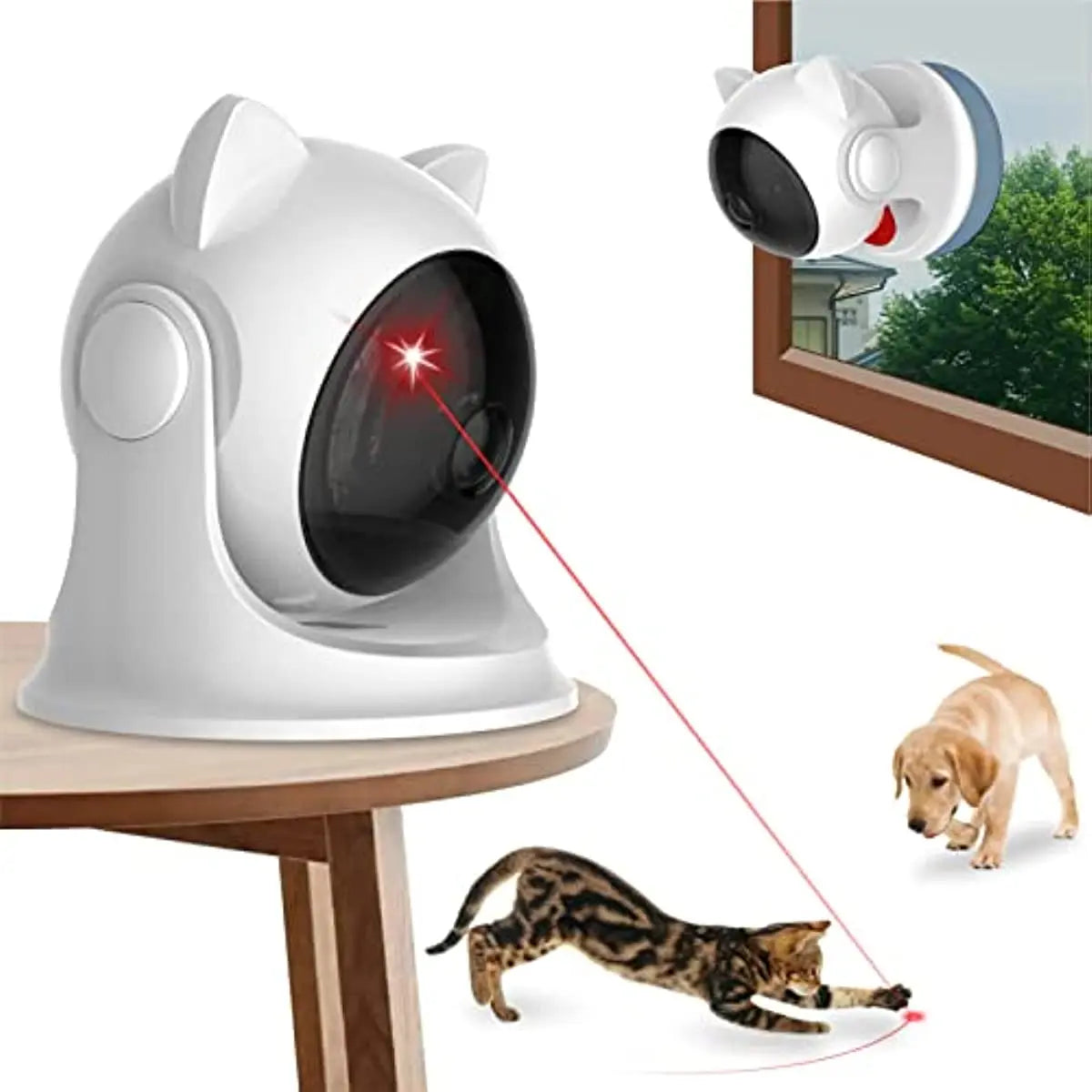 Automatisches Laserspielzeug für Katzen von ATUBAN – Interaktives Katzenspielzeug für Wohnungskatzen/Kätzchen/Hunde, mit schnellem/niedrigem Modus und einstellbaren Kreisbahnen