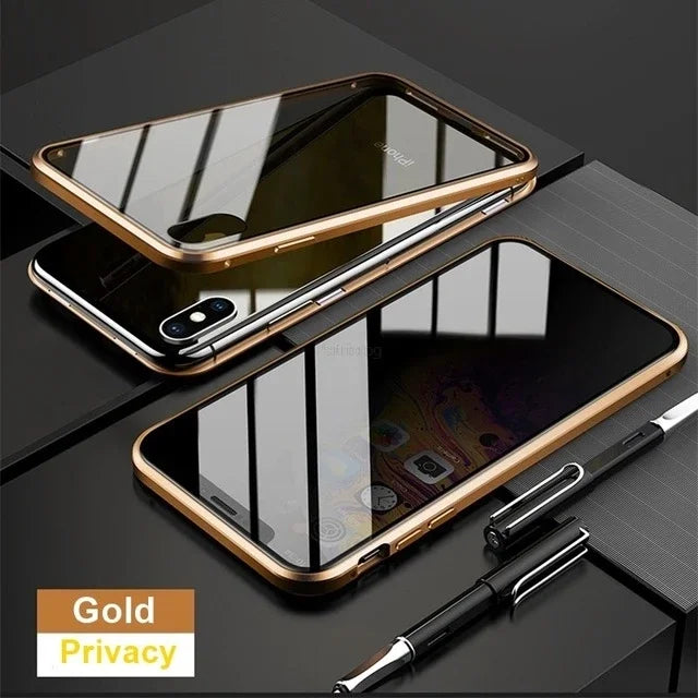 iPhone Metal Tempered Glass Case