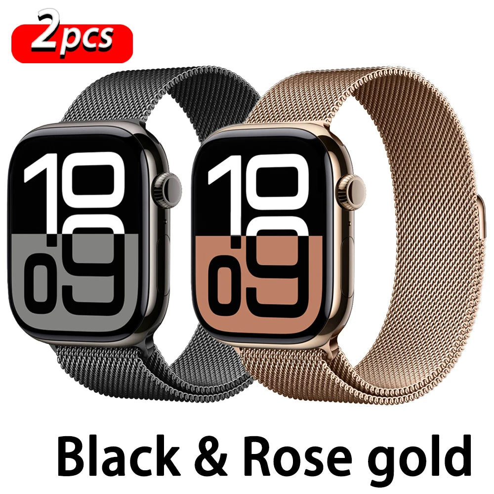 Milanaise-Armband für Apple Watch – kompatibel mit 46 mm, 44 mm, 45 mm, 40 mm, 42 mm, 41 mm, 38 mm, 49 mm – Edelstahlarmband für iWatch Series 10 Ultra 2, 9, 8, SE, 7, 6, 5