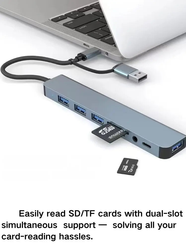 8-in-1 USB-C Hub — 4K HDMI, USB 3.0 & SD Card Reader