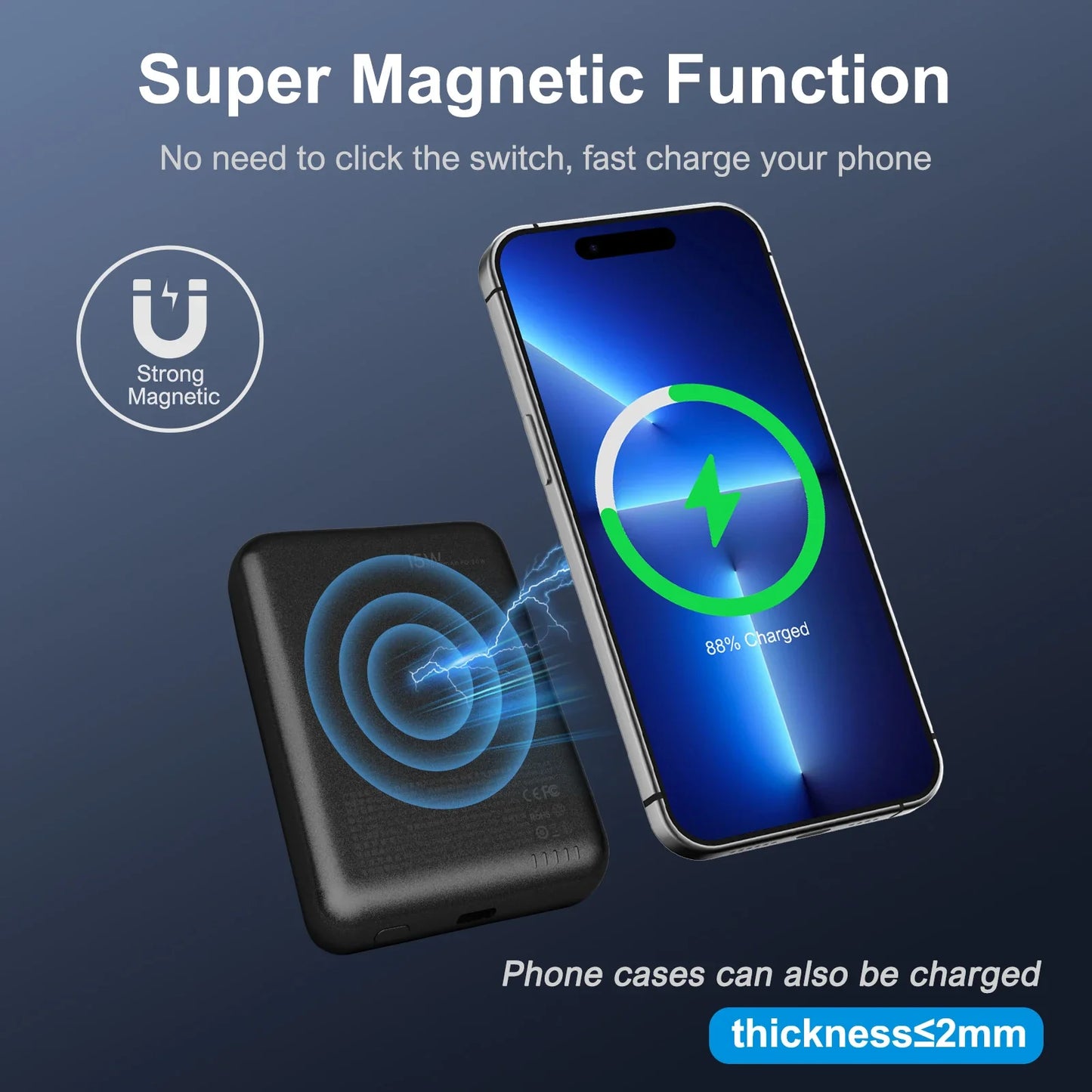 Magnetic Wireless Power Bank — 5000mAh MagSafe Compatible