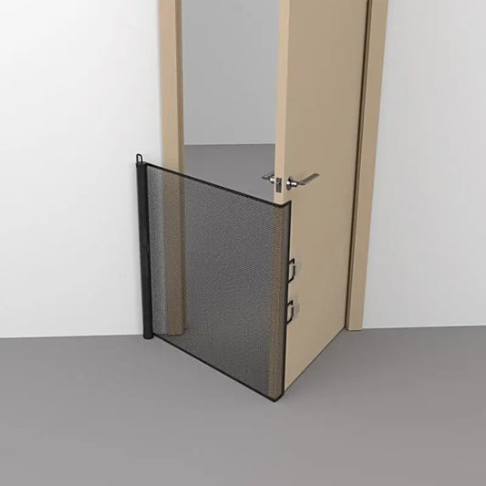 Automatisches Isolationsnetz aus Mesh für Haustiere, ausziehbares Haustiertor, Sicherheitszaun für Hunde und Kinder, einfache Installation, Türschutzgitter für Treppen und Außentüren