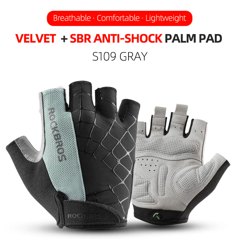 ROCKBROS Fahrradhandschuhe Halb-Finger Stoßfest Atmungsaktiv MTB Mountainbike Sporthandschuhe für Herren und Damen Kurze Handschuhe