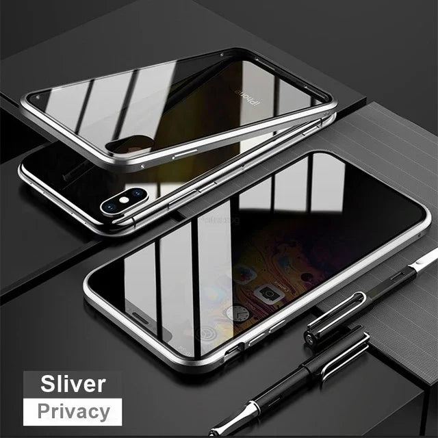 iPhone Metal Tempered Glass Case