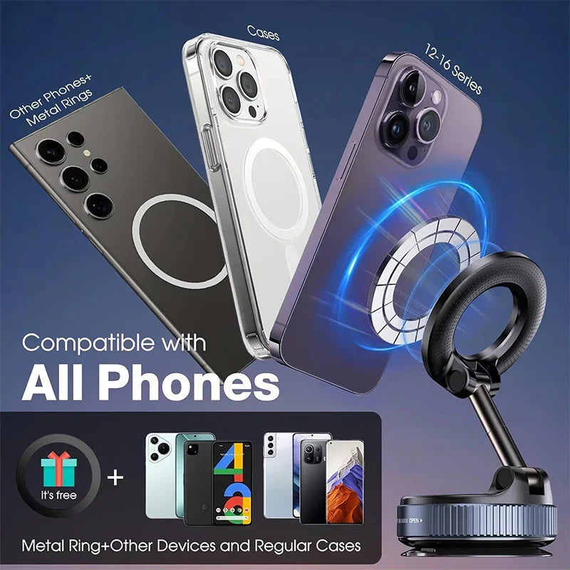 Magnetic Car Phone Holder — 360° Foldable MagSafe Compatible