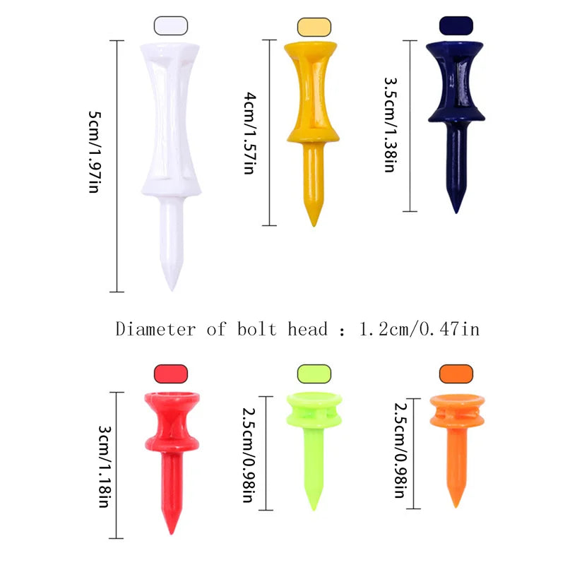 50 Stück/Packung Professionelle Golftees 25mm-51mm Castle Orange Golfer Zubehör Kunststoff Golftees, perfekt zum Abschlagen des Balls