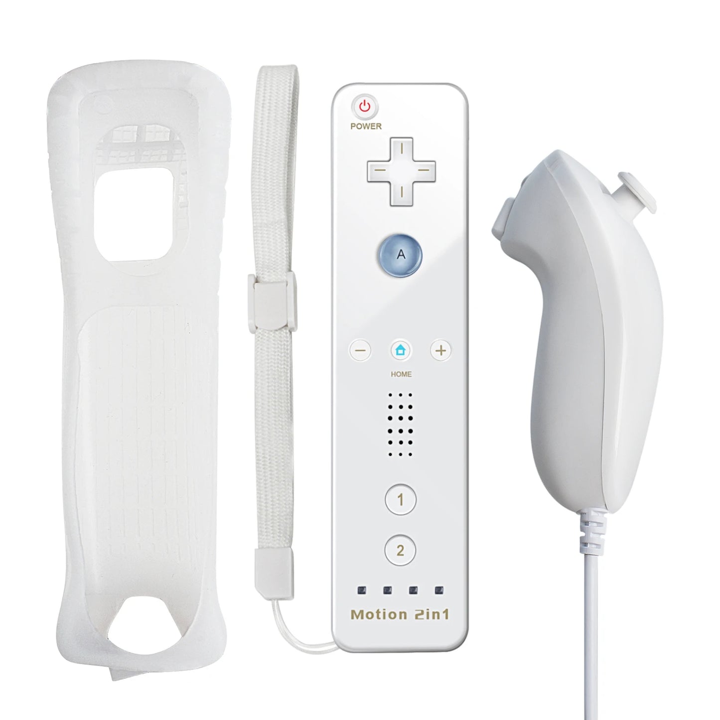 2-in-1-Controller für Nintendo Wii-Konsole, optional Motion Plus Wireless Remote Gamepad Joystick mit Silikonhülle, Spielzubehör