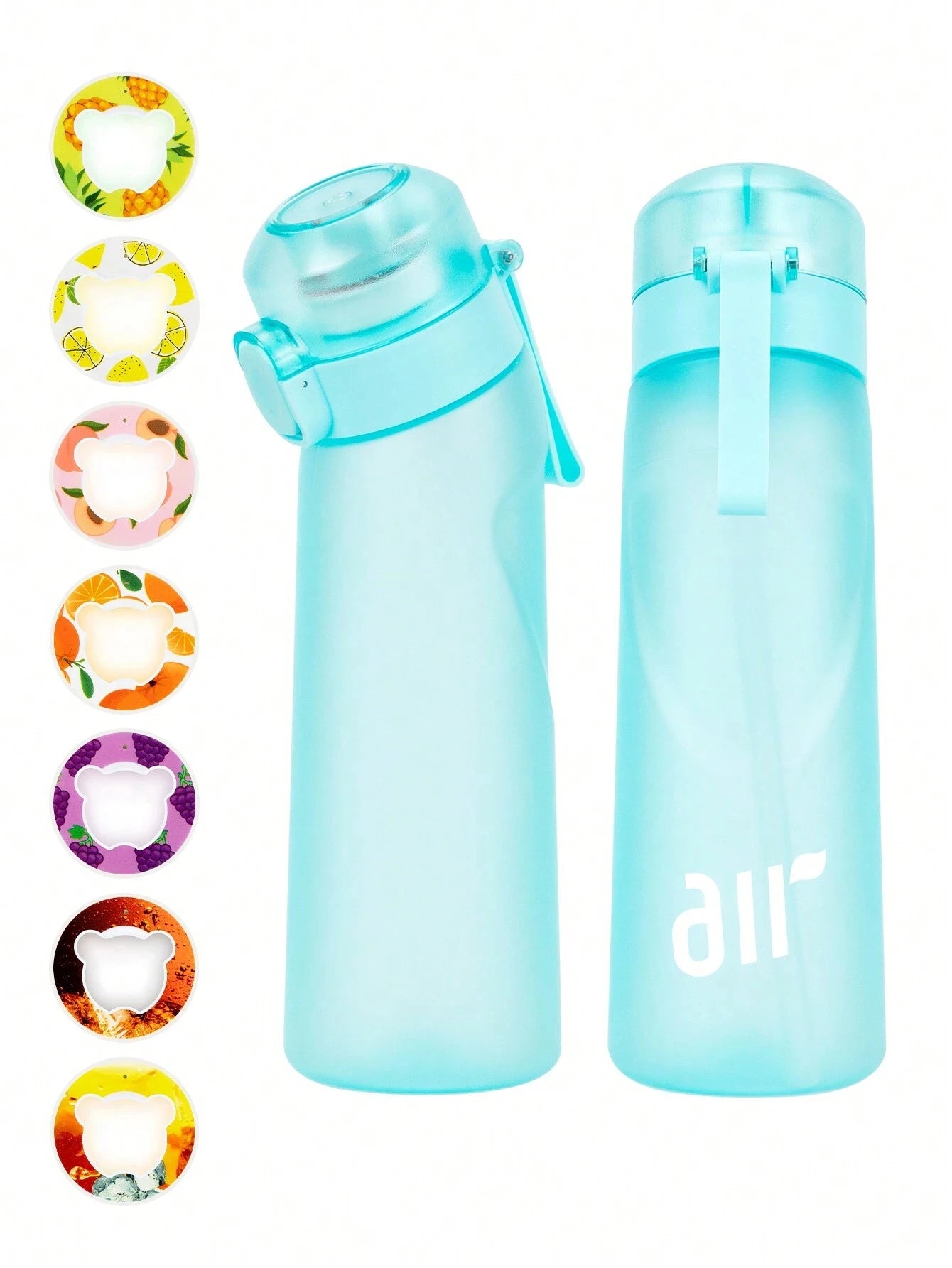 1× Air-Wasserflasche mit 1× Geschmackspod (zufälliger Geschmack) – Tragbar, transparent, mit Trinkhalm, auslaufsicher, ideal für Outdoor-Sport