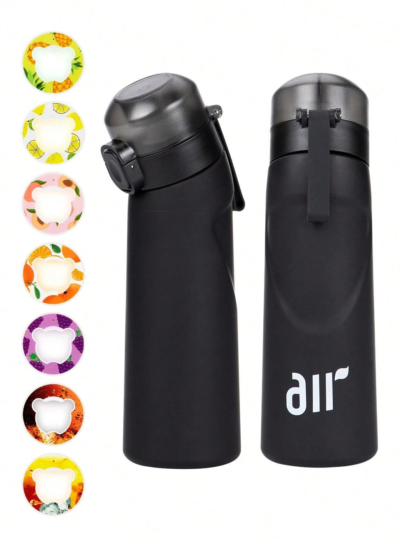 1× Air-Wasserflasche mit 1× Geschmackspod (zufälliger Geschmack) – Tragbar, transparent, mit Trinkhalm, auslaufsicher, ideal für Outdoor-Sport