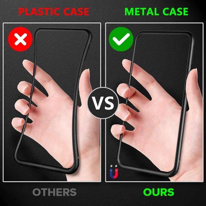 iPhone Metal Tempered Glass Case