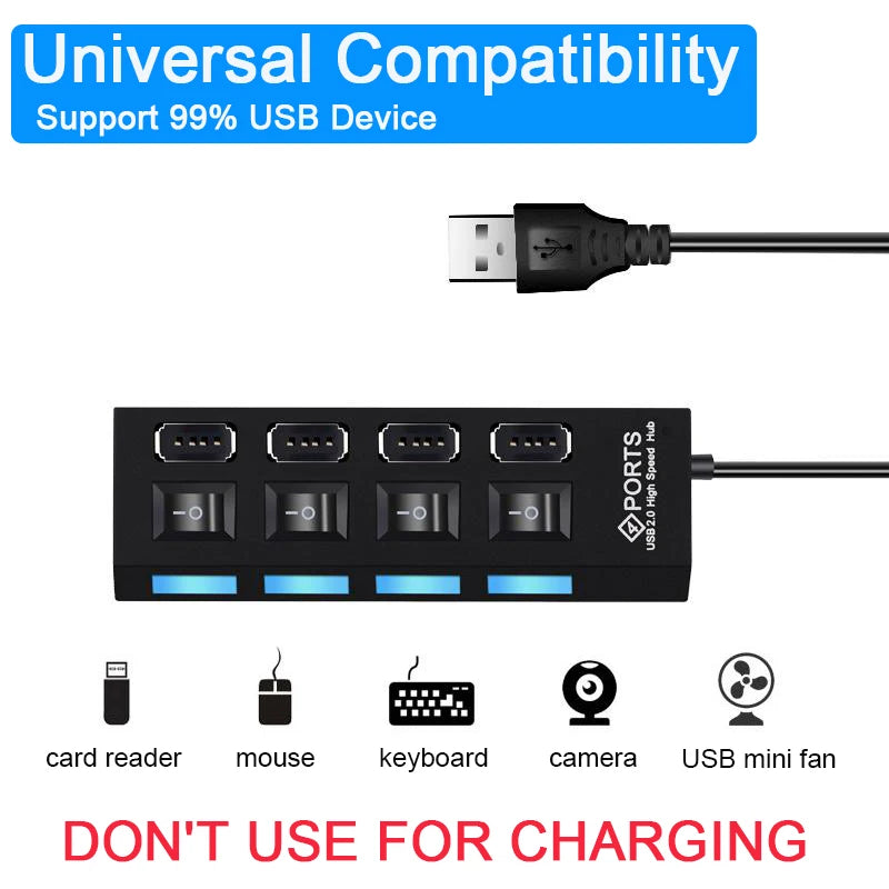 High Speed USB 3.0 Hub — 7 Ports & LED Indicators