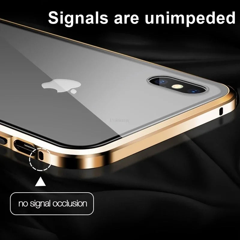 iPhone Metal Tempered Glass Case