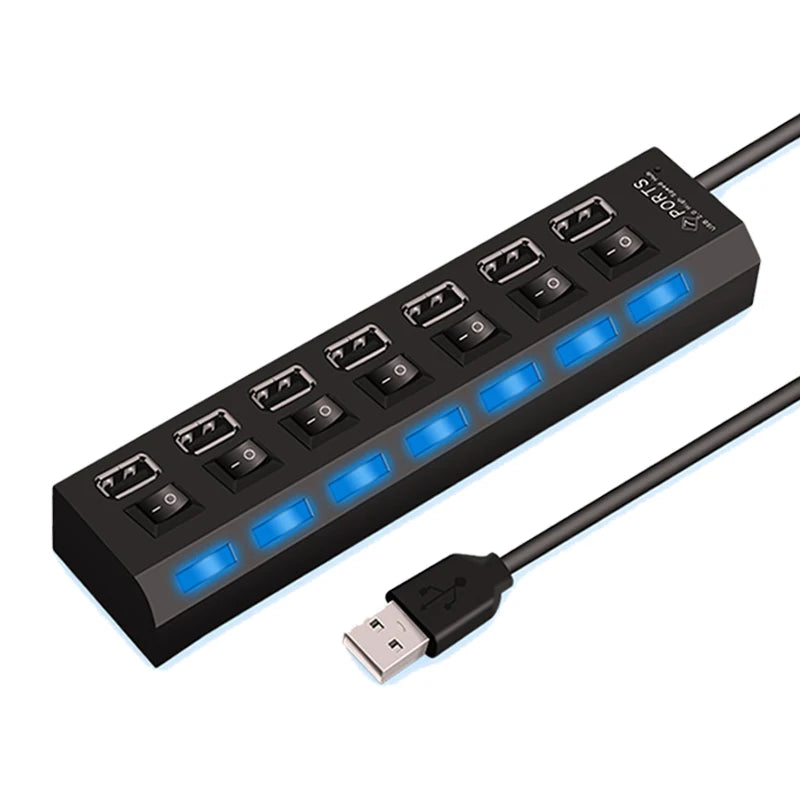 High Speed USB 3.0 Hub — 7 Ports & LED Indicators