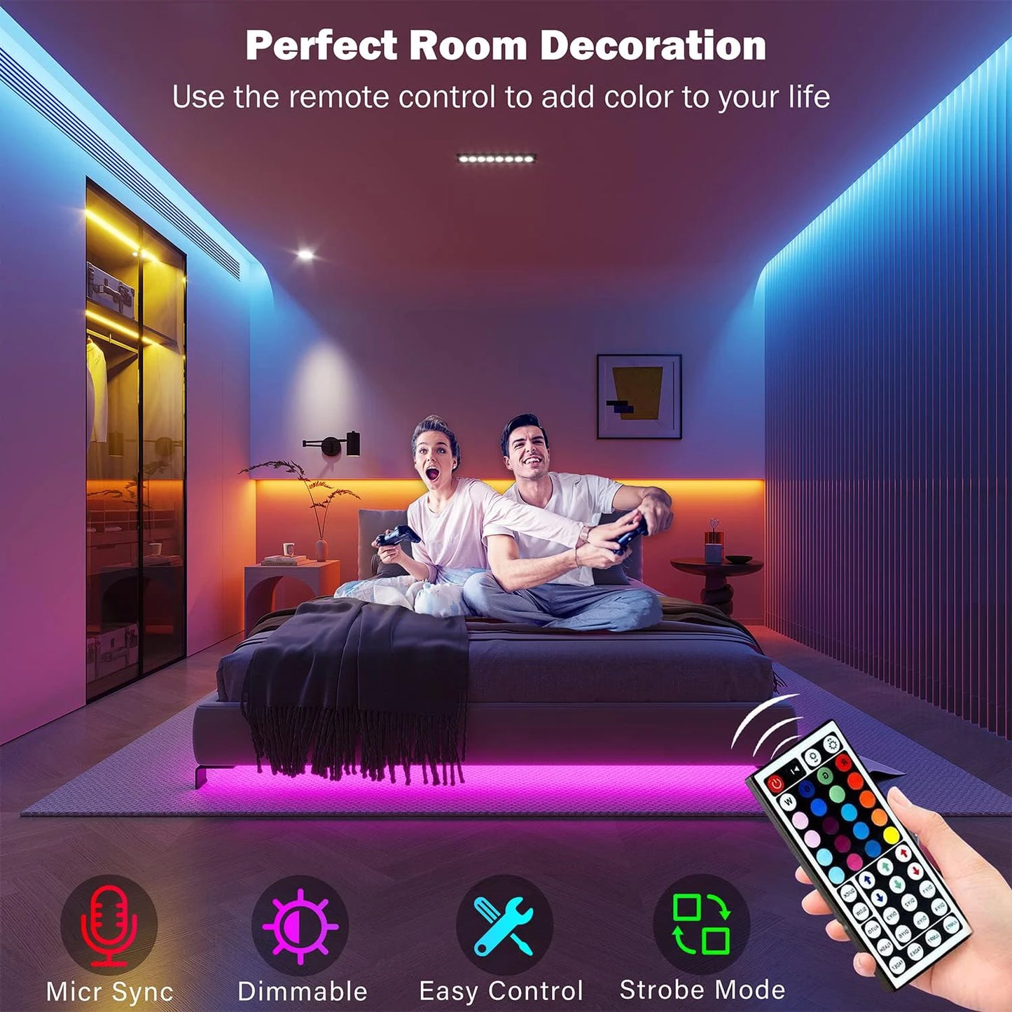 Smart RGB LED Strip Lights — App Control & Music Sync