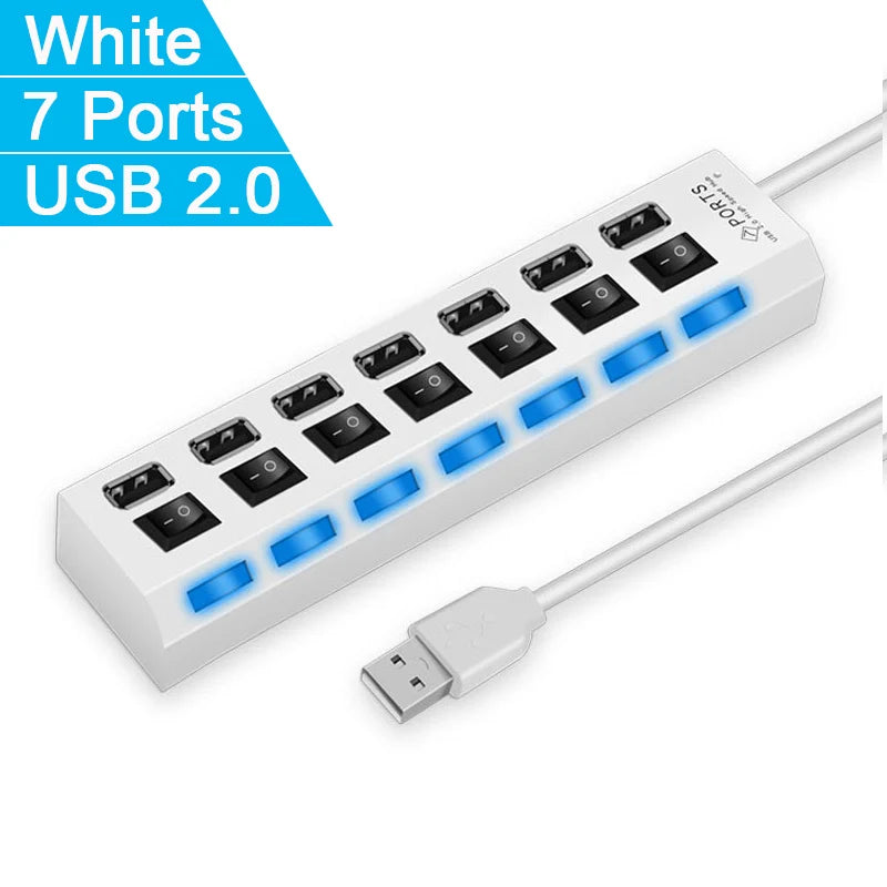 High Speed USB 3.0 Hub — 7 Ports & LED Indicators