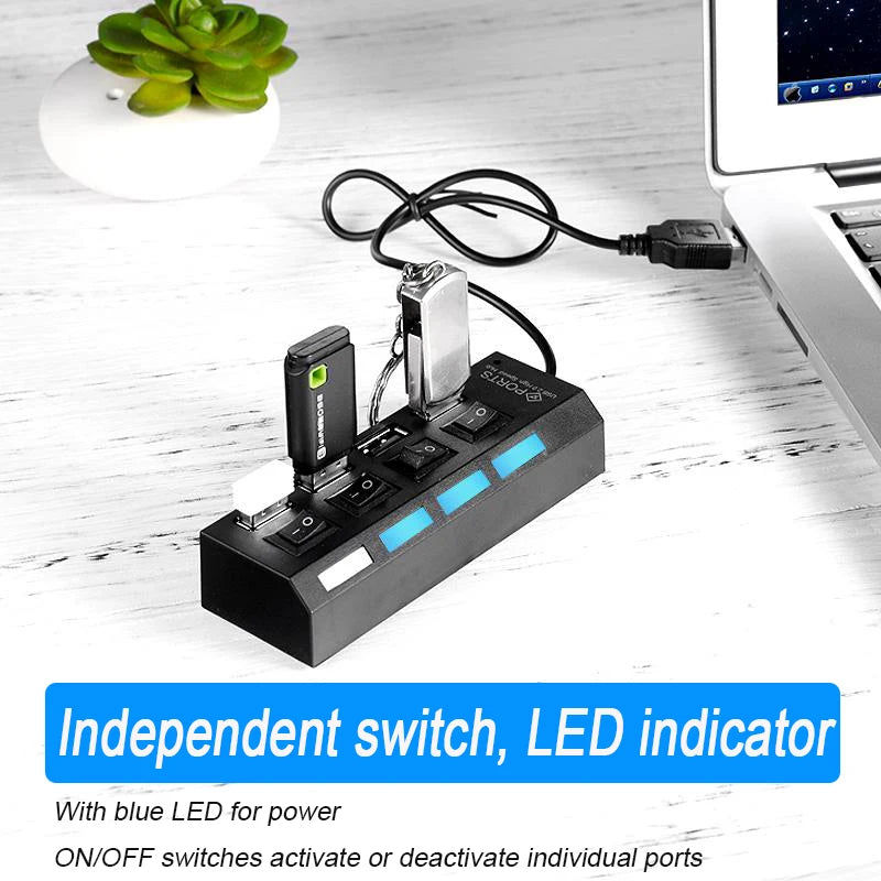 High Speed USB 3.0 Hub — 7 Ports & LED Indicators