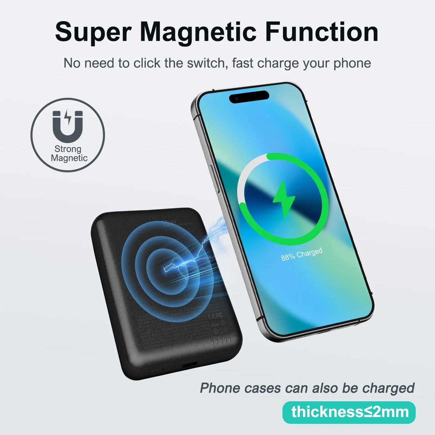 Magnetic Wireless Power Bank — 5000mAh MagSafe Compatible