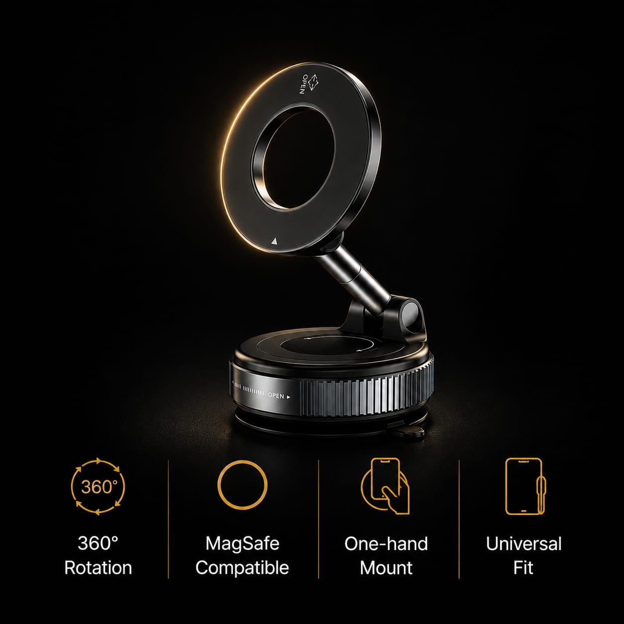 Magnetic Car Phone Holder — 360° Foldable MagSafe Compatible