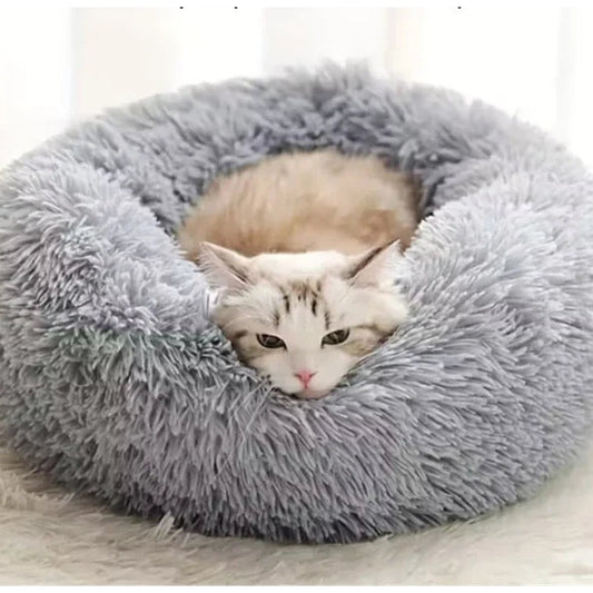 Faux Fur Donut Calming Cat Bed — product image 1